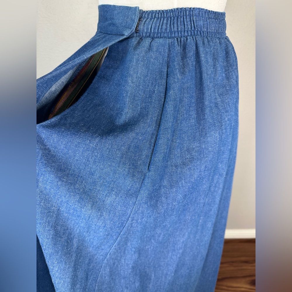 Blue Midi Skirt with Multicolor Striped Inset M/L. - Picture 7 of 11